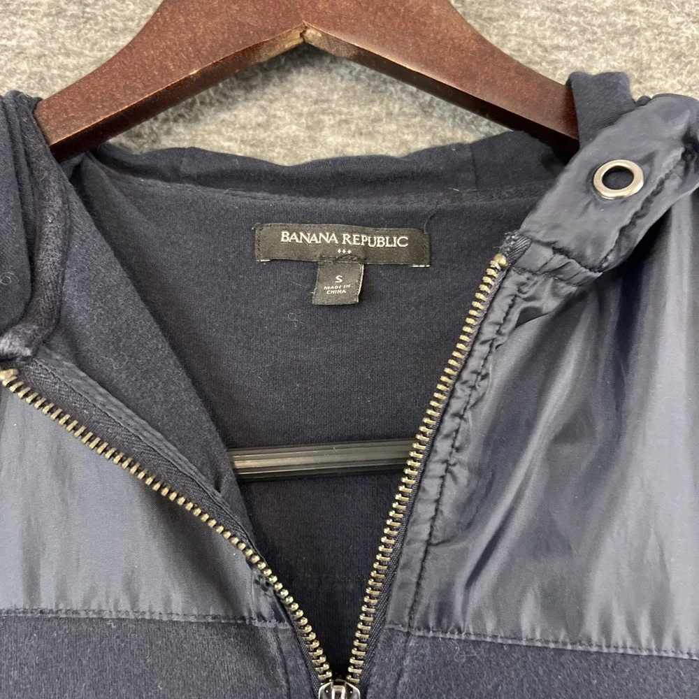 Banana Republic Hoodie Mens Small Black Full Zip Hooded Jacket Sweatshirt Cotton